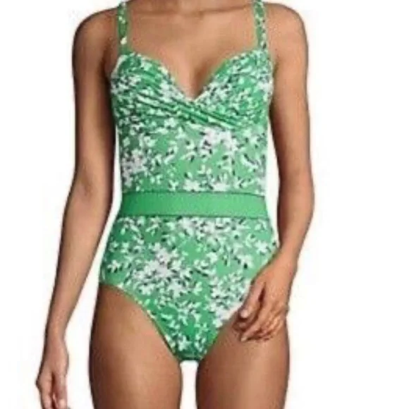 Lands' End | Green White Swimsuit. Sweetheart Neckline. Size 12. Flattering - Picture 7 of 7